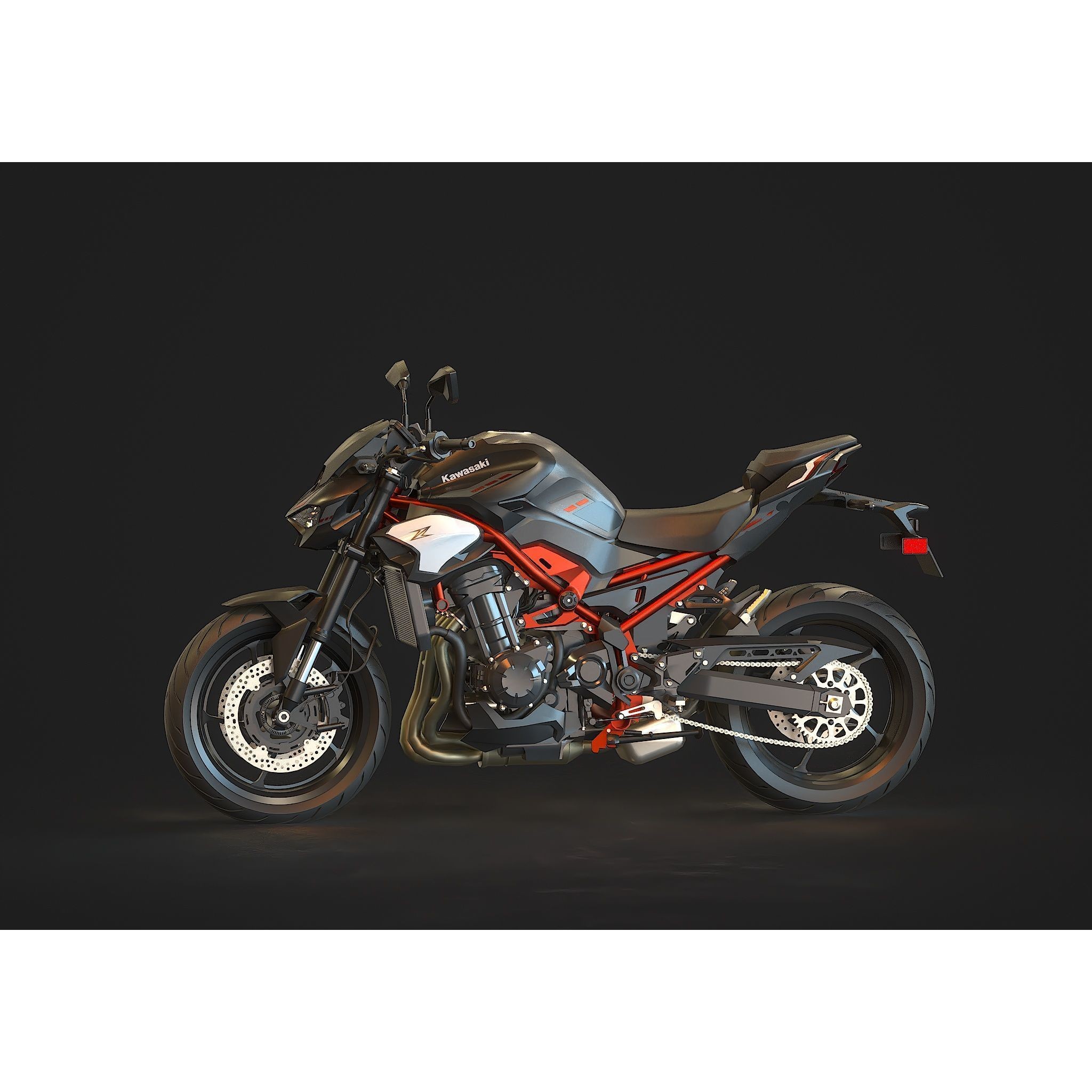 Kawasaki Z900 2025 - Base Mesh 3D Model - View 3