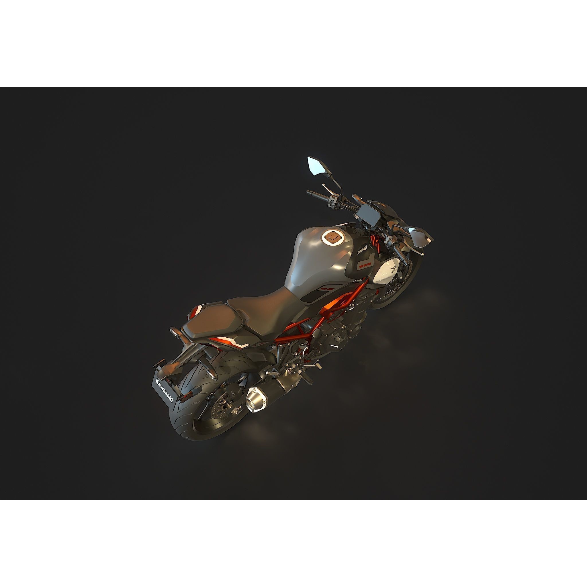 Kawasaki Z900 2025 - Base Mesh 3D Model - View 4