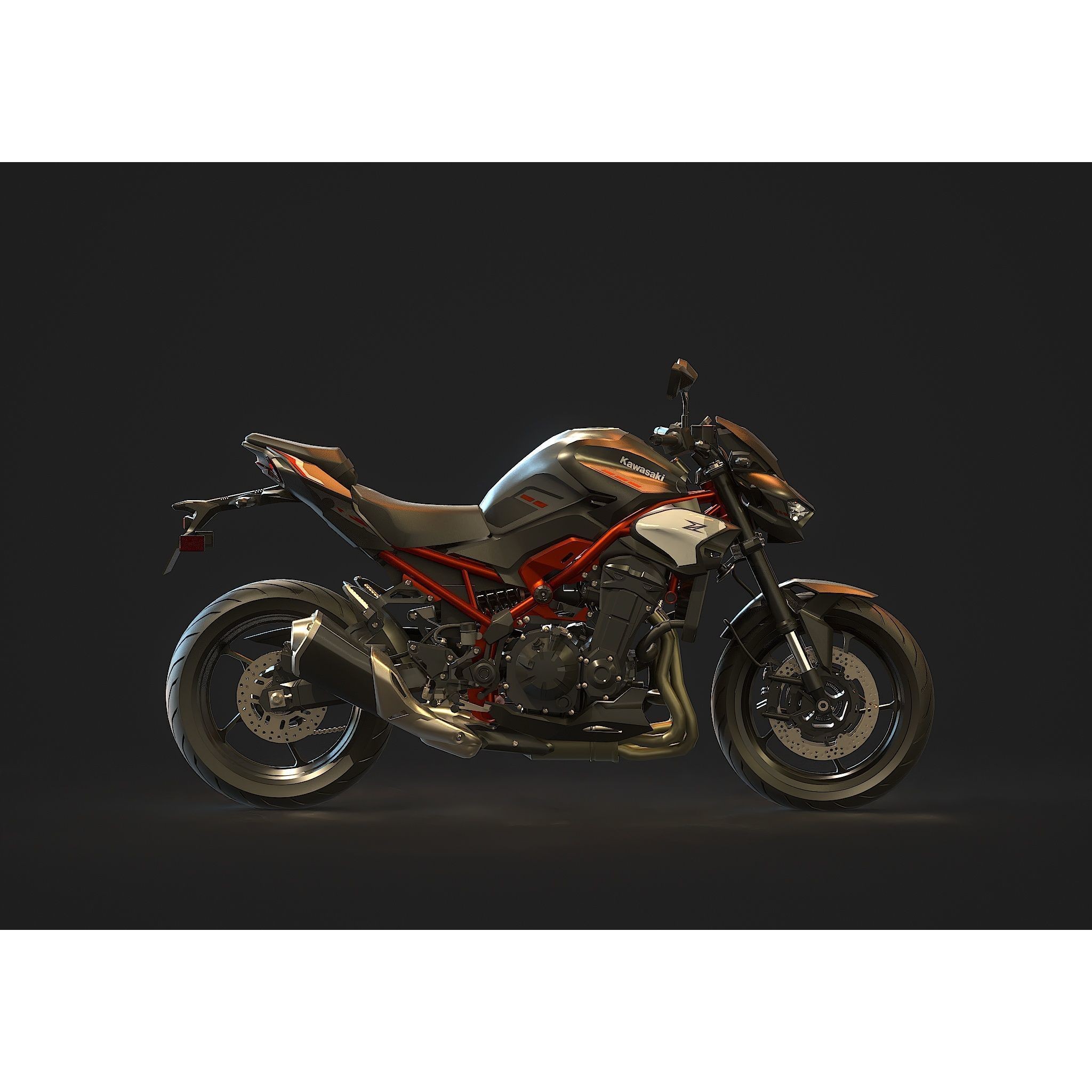 Kawasaki Z900 2025 - Base Mesh 3D Model - View 5