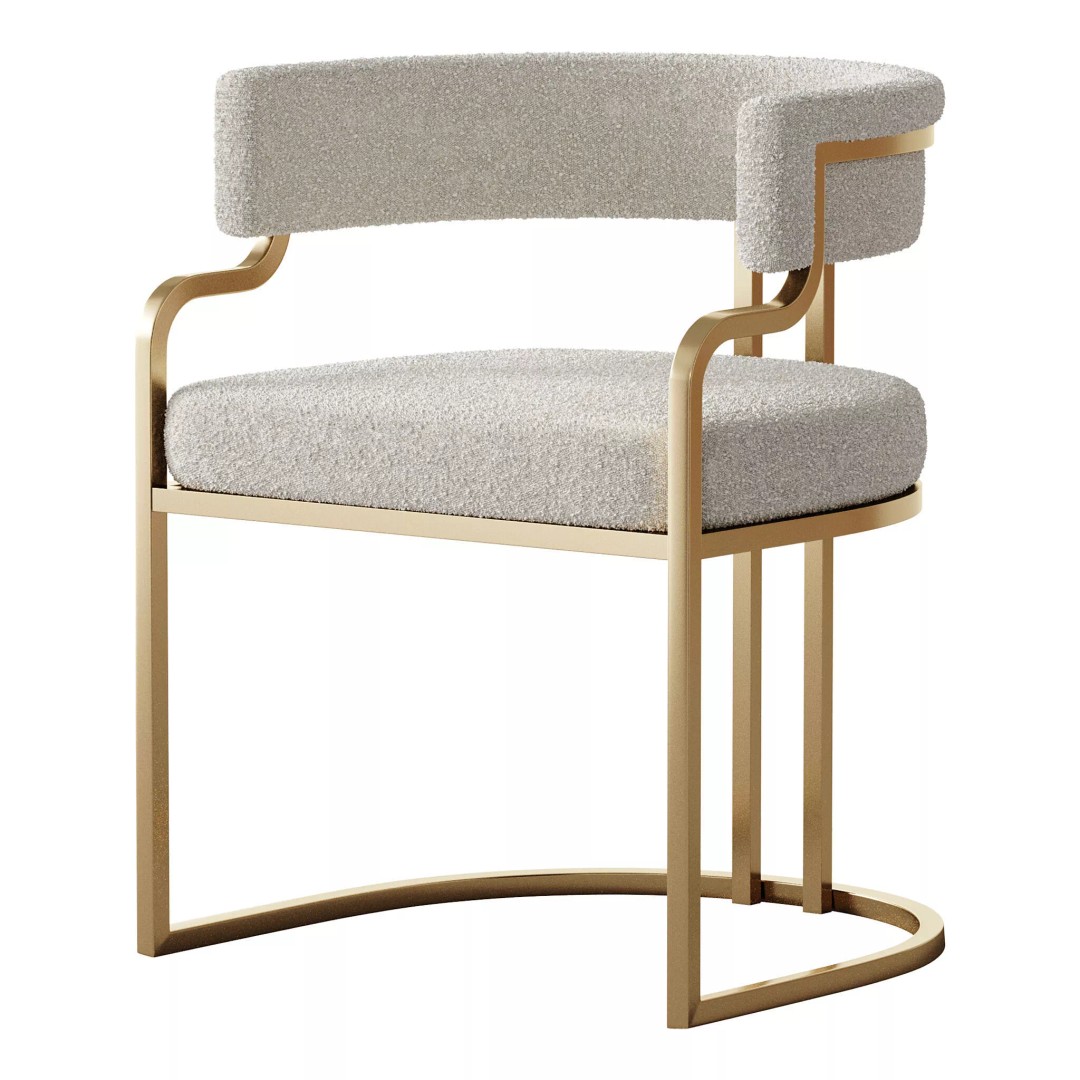 Faux Leather Dining Chair 3D Model – Glam Style Open Back Armless, FBX - View 10