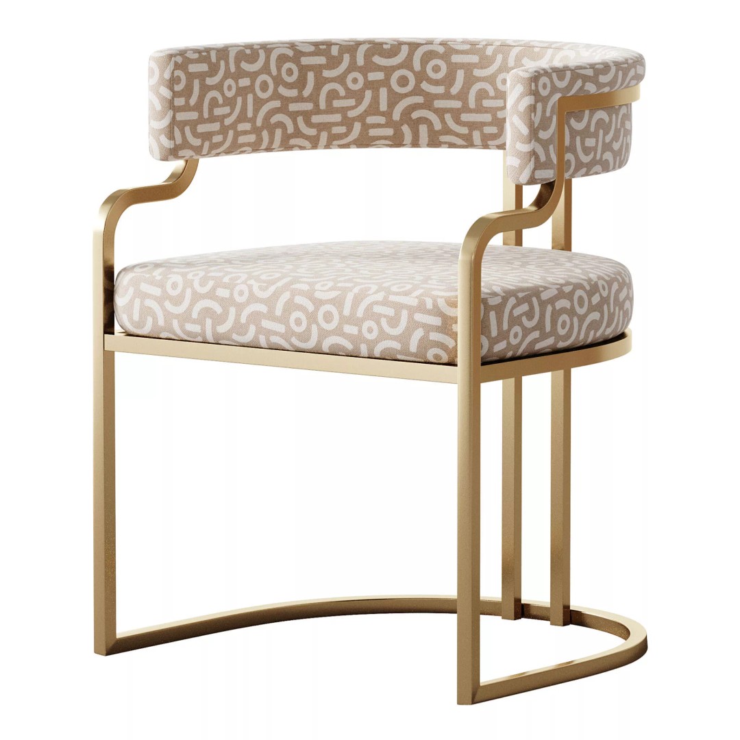 Faux Leather Dining Chair 3D Model – Glam Style Open Back Armless, FBX - View 12