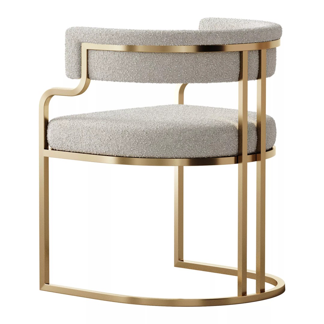 Faux Leather Dining Chair 3D Model – Glam Style Open Back Armless, FBX - View 14