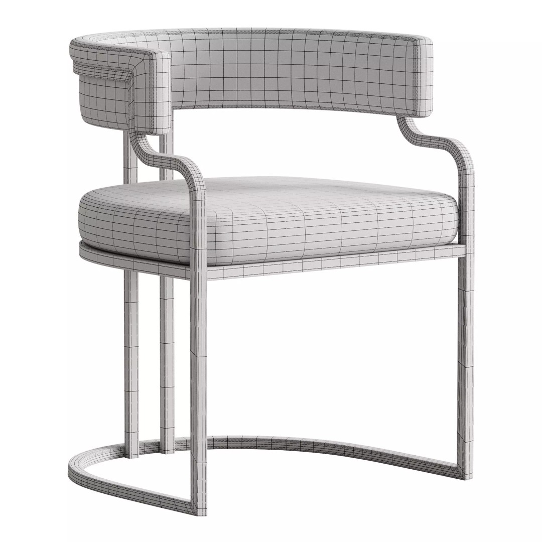 Faux Leather Dining Chair 3D Model – Glam Style Open Back Armless, FBX - View 15