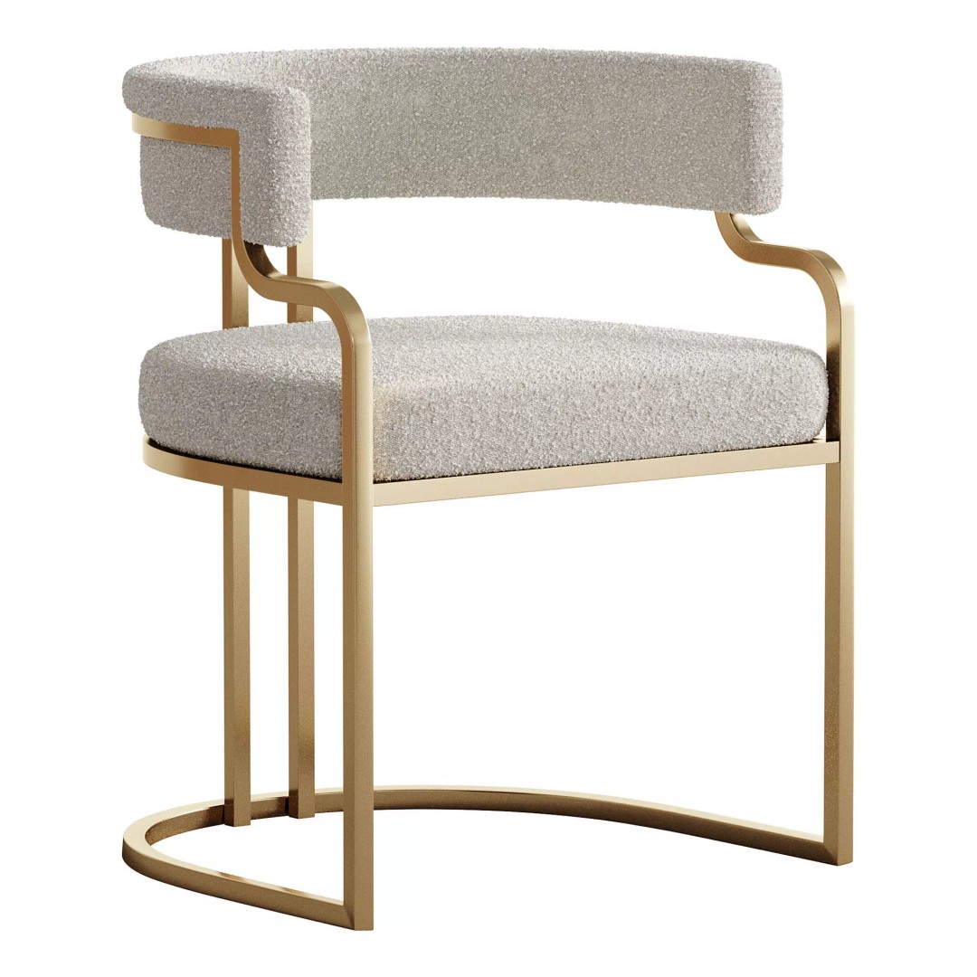 Faux Leather Dining Chair 3D Model – Glam Style Open Back Armless, FBX - View 3