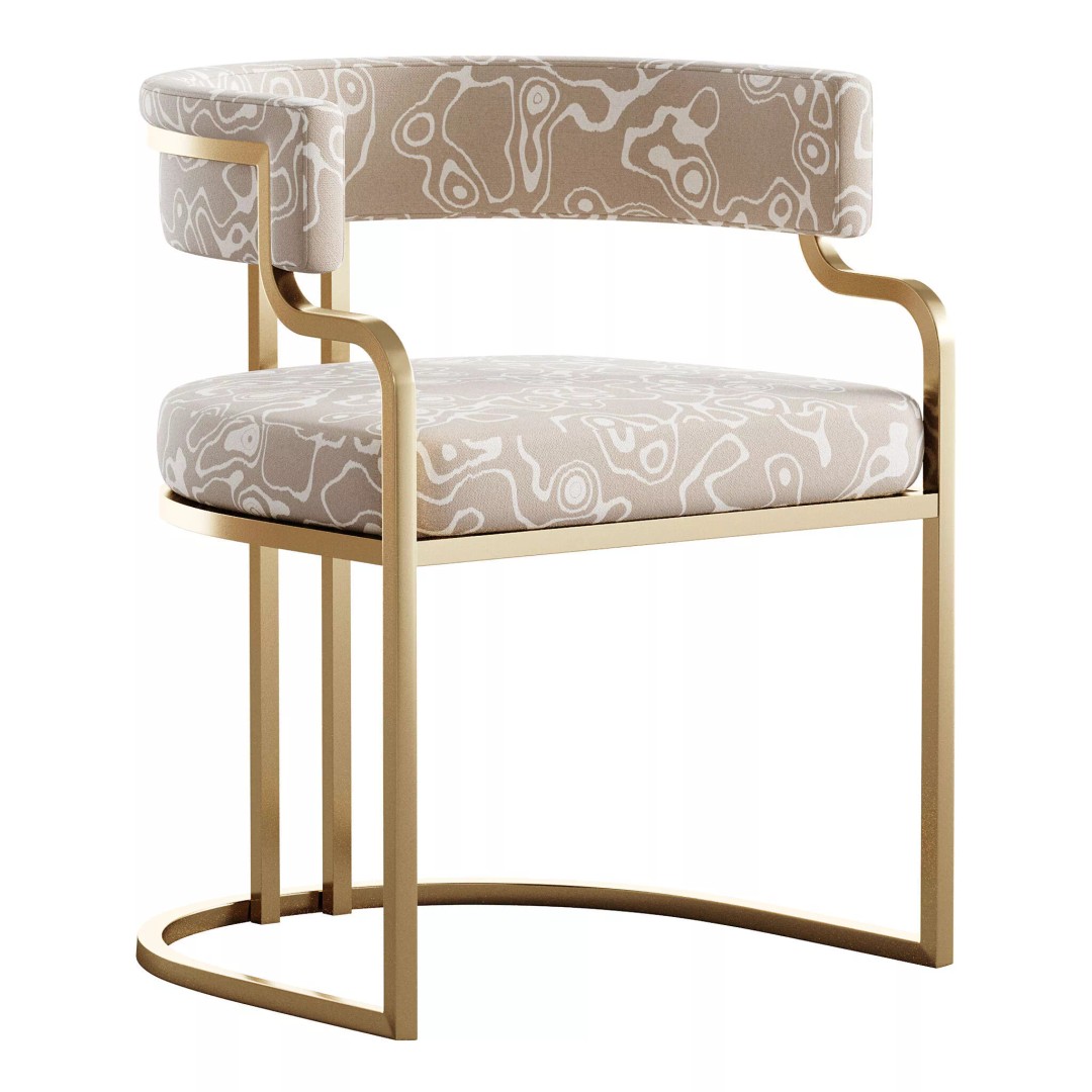 Faux Leather Dining Chair 3D Model – Glam Style Open Back Armless, FBX - View 4