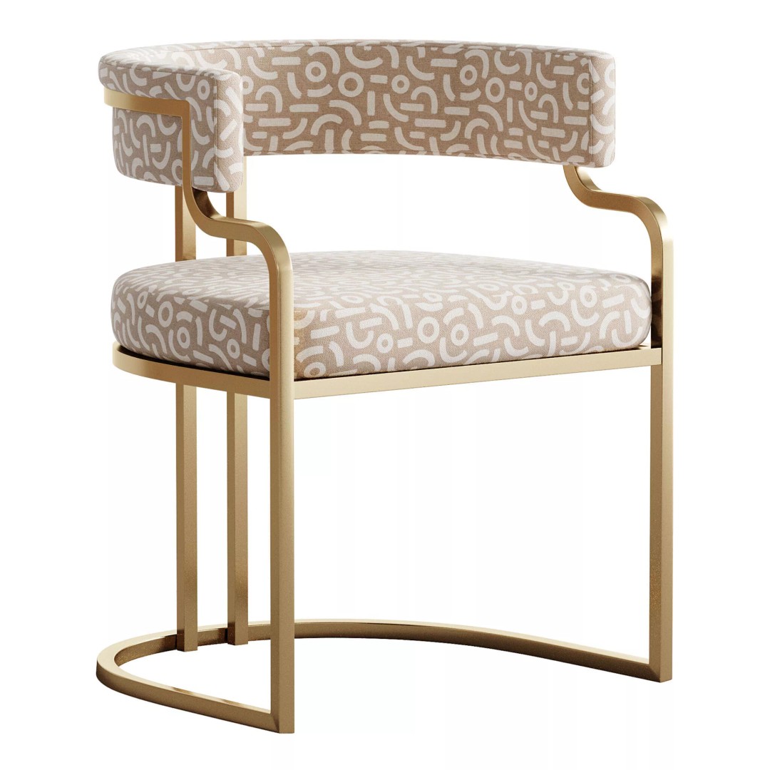 Faux Leather Dining Chair 3D Model – Glam Style Open Back Armless, FBX - View 5