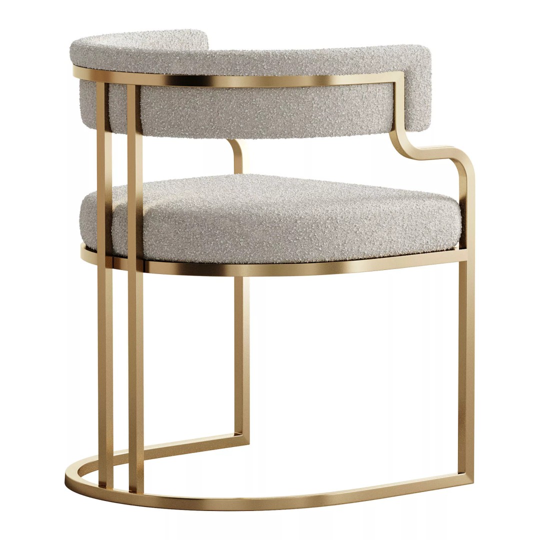 Faux Leather Dining Chair 3D Model – Glam Style Open Back Armless, FBX - View 7