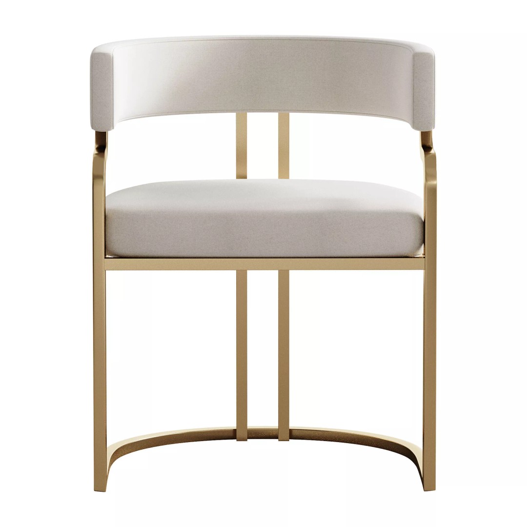 Faux Leather Dining Chair 3D Model – Glam Style Open Back Armless, FBX - View 9