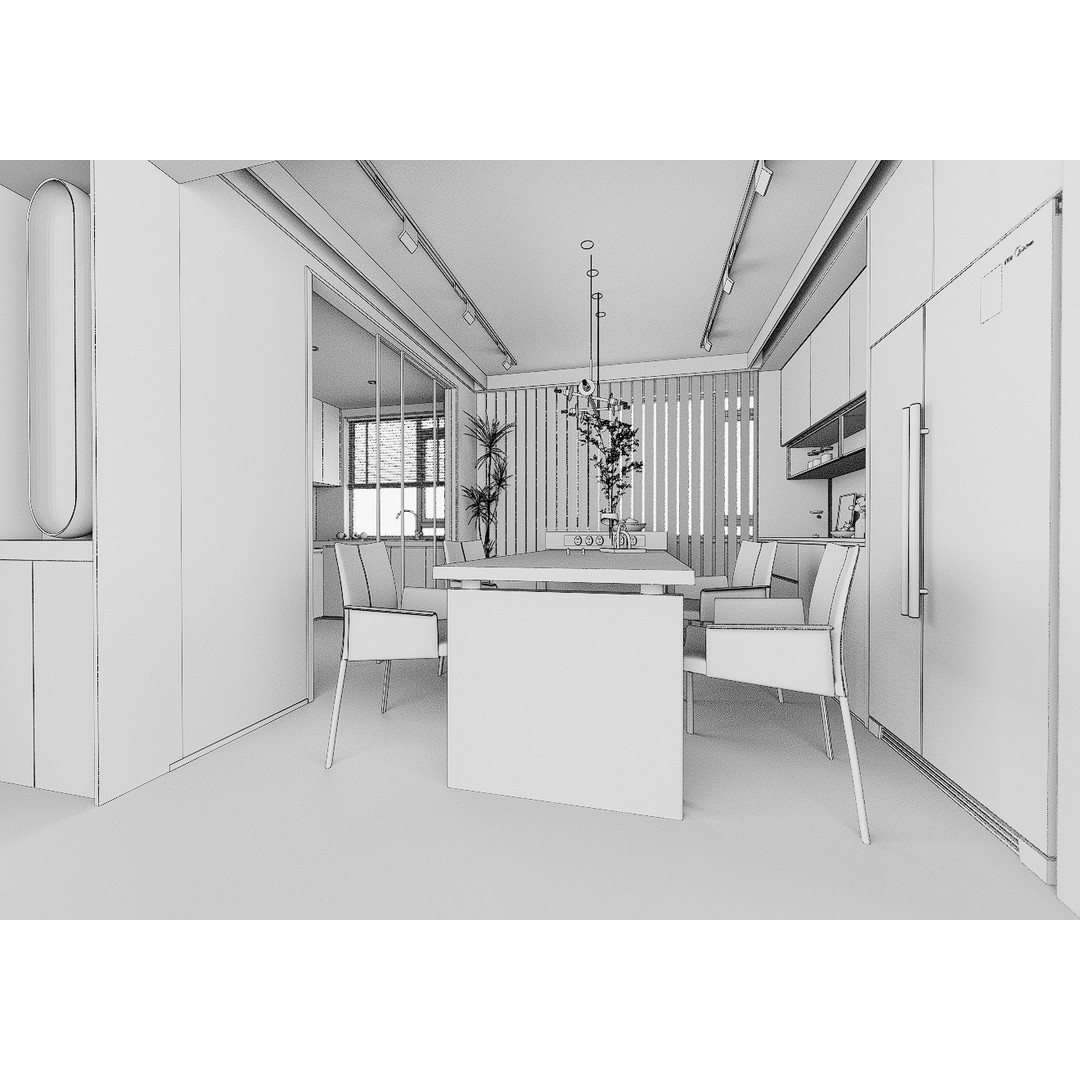 Living Room 3D Model – Modern Interior Scene with Textures, FBX, OBJ - View 12