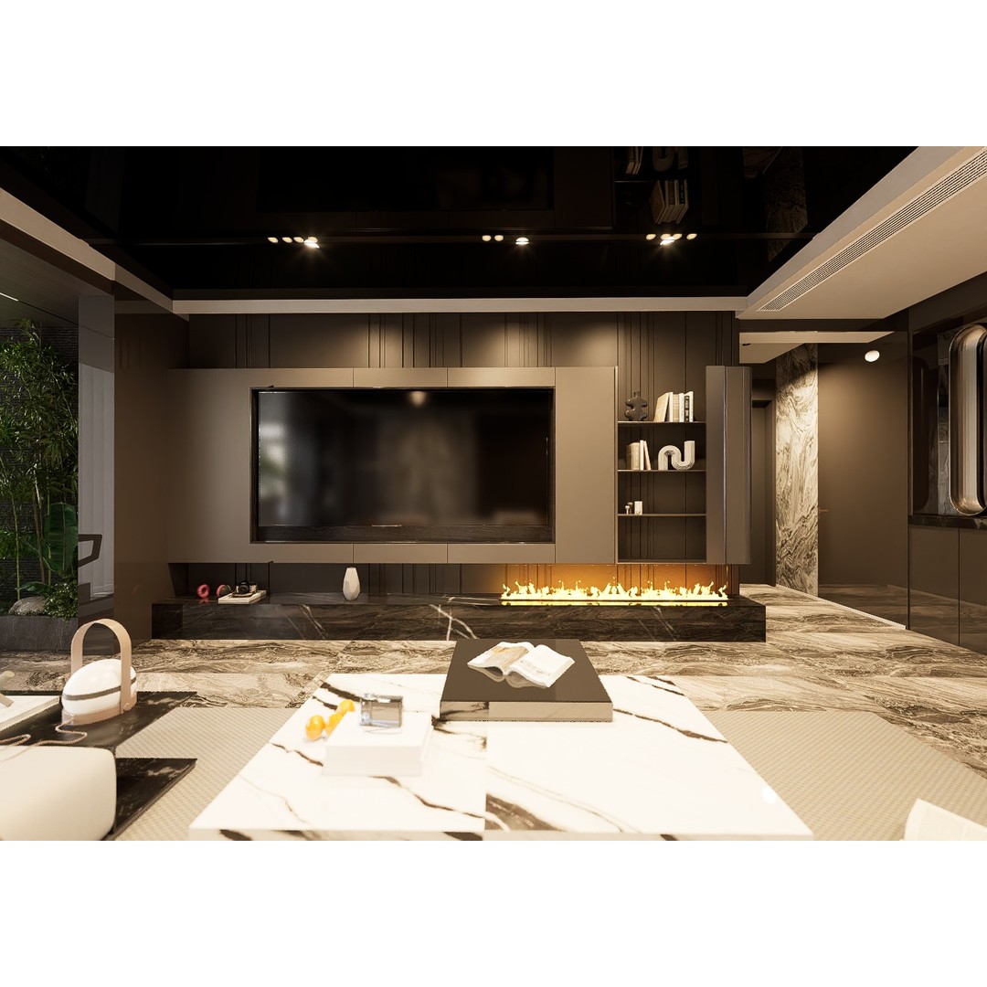 Living Room 3D Model – Modern Interior Scene with Textures, FBX, OBJ - View 4