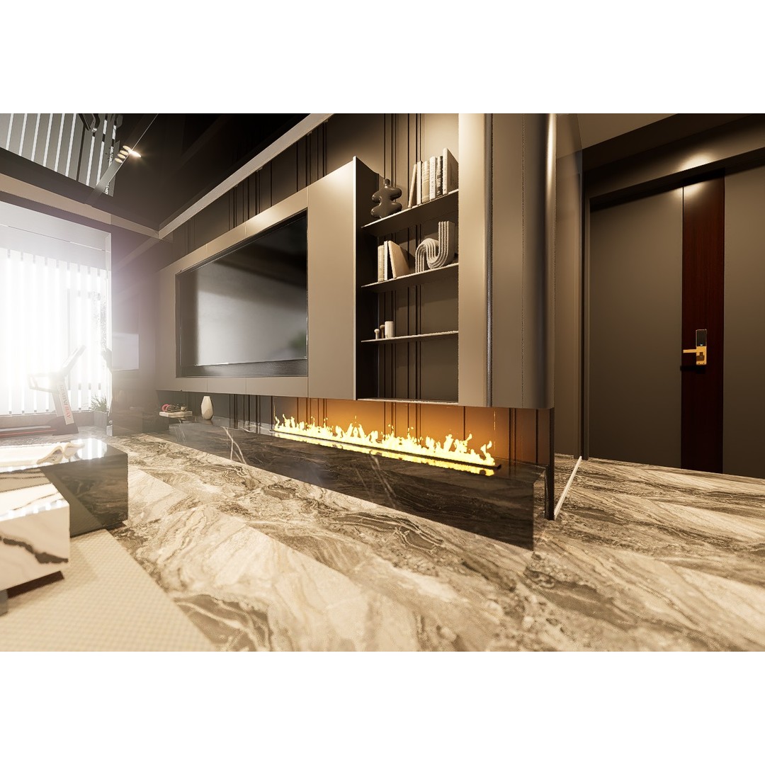Living Room 3D Model – Modern Interior Scene with Textures, FBX, OBJ - View 5
