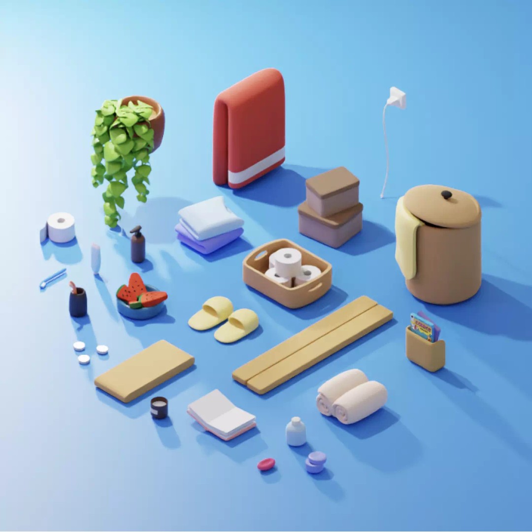 Stylized Cartoon Bathroom 3D Model – Low Poly Game Asset, FBX - View 4