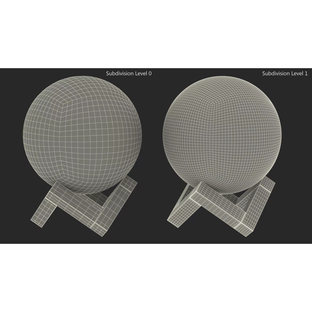Lunar Globe Lamp 3D Model – Elegant Sphere on Wooden Stand, PBR - View 15