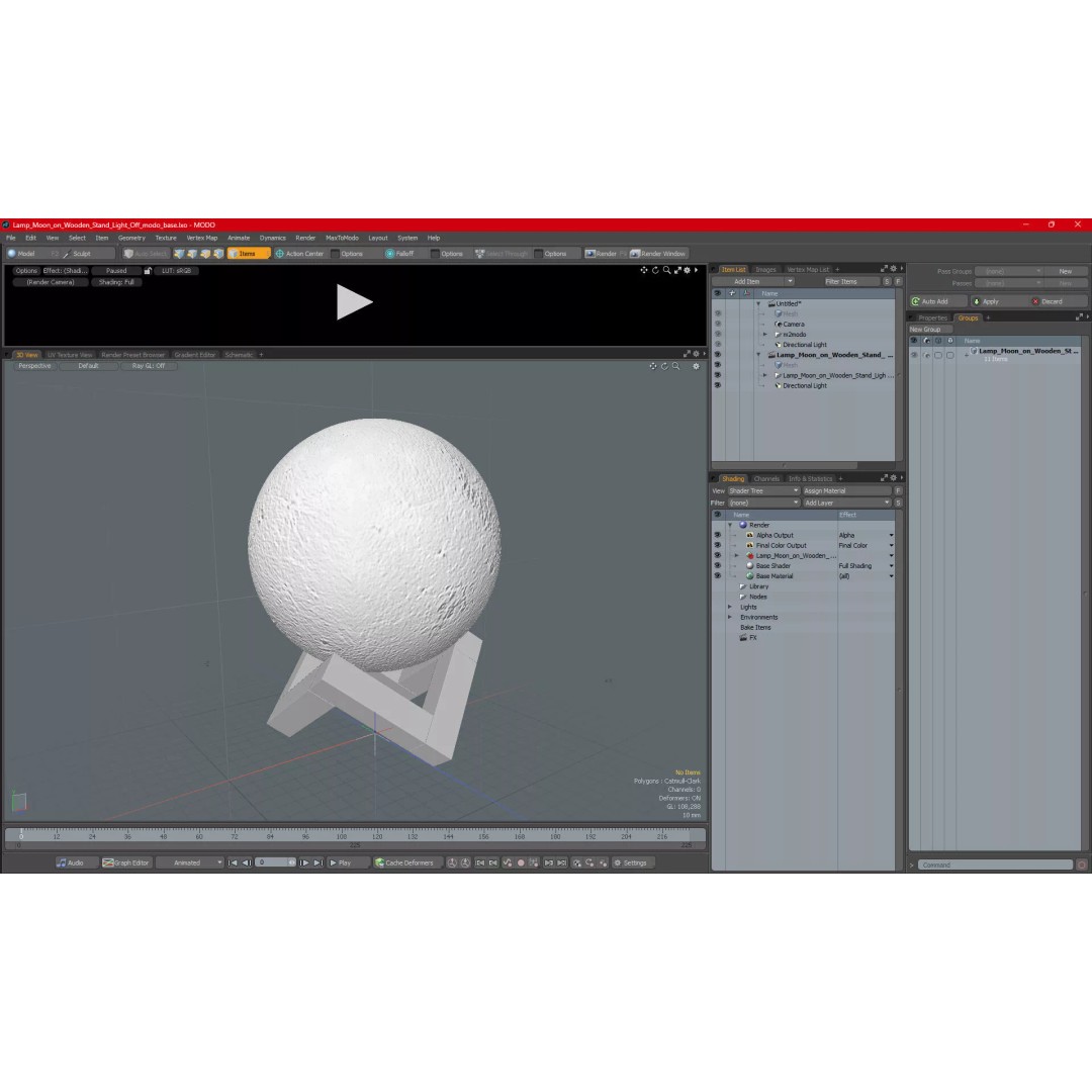 Lunar Globe Lamp 3D Model – Elegant Sphere on Wooden Stand, PBR - View 22