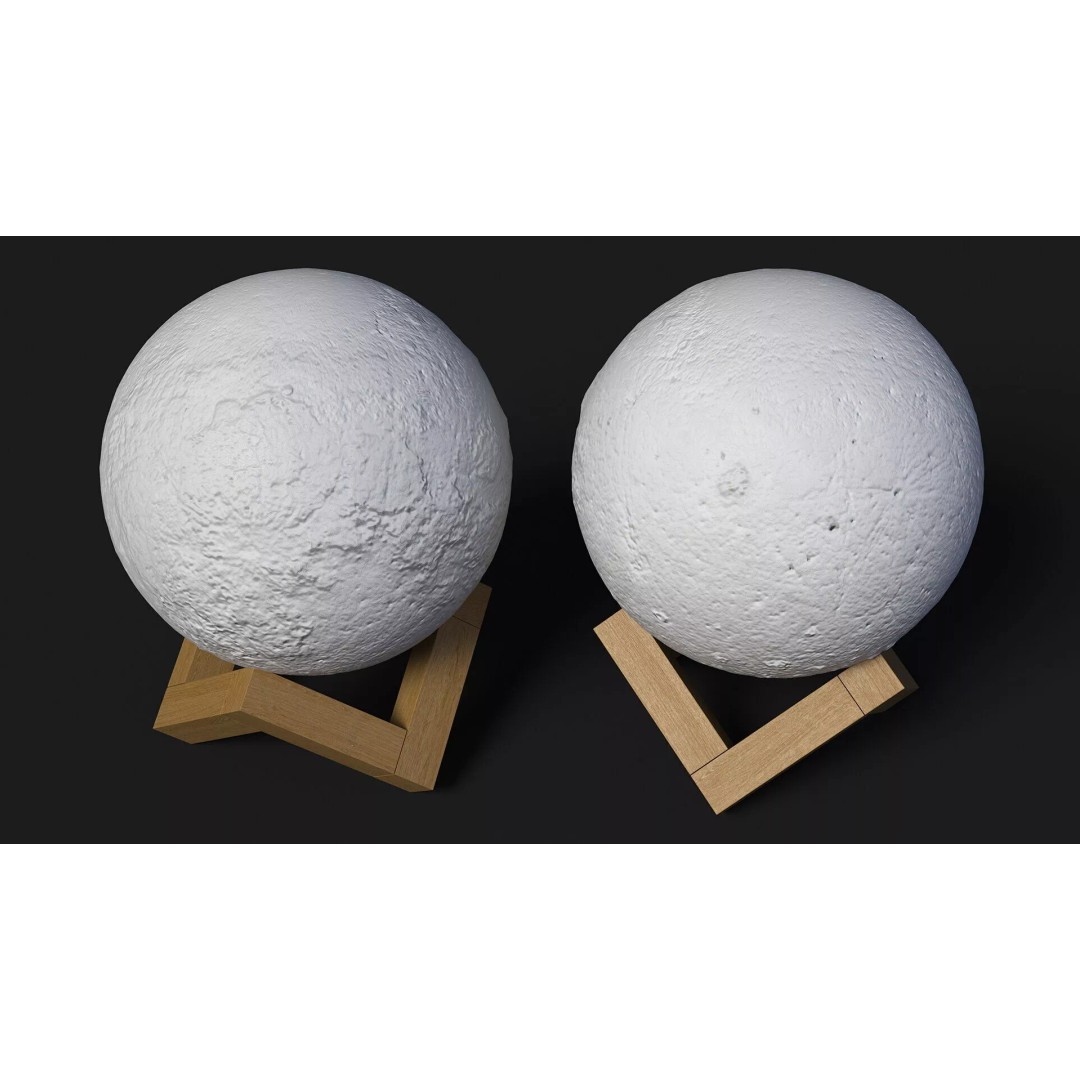 Lunar Globe Lamp 3D Model – Elegant Sphere on Wooden Stand, PBR - View 7