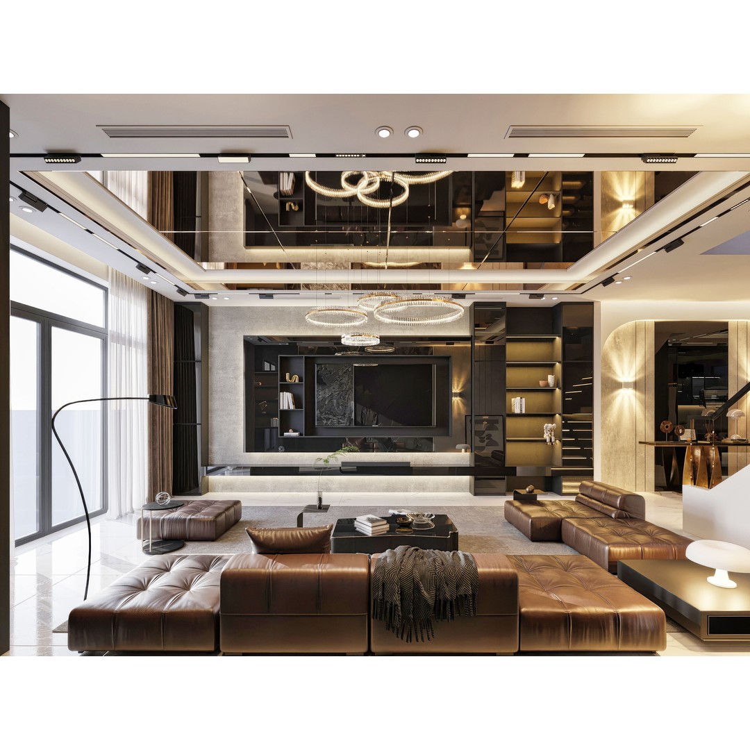 Modern Townhouse Interior 3D Model – Luxury Living Room Design, FBX - View 13