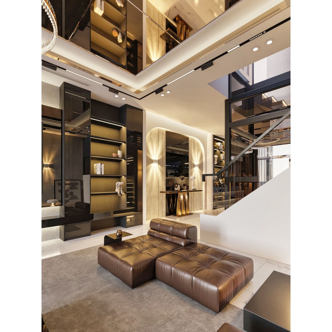 Modern Townhouse Interior 3D Model – Luxury Living Room Design, FBX - View 14