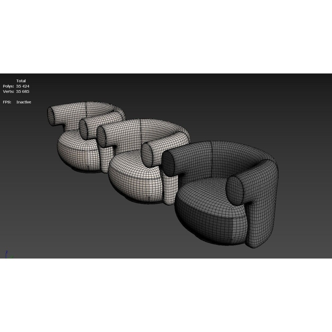 Burra Lounge Chair 3D Model – Modern Armchair, PBR Textures, FBX - View 6