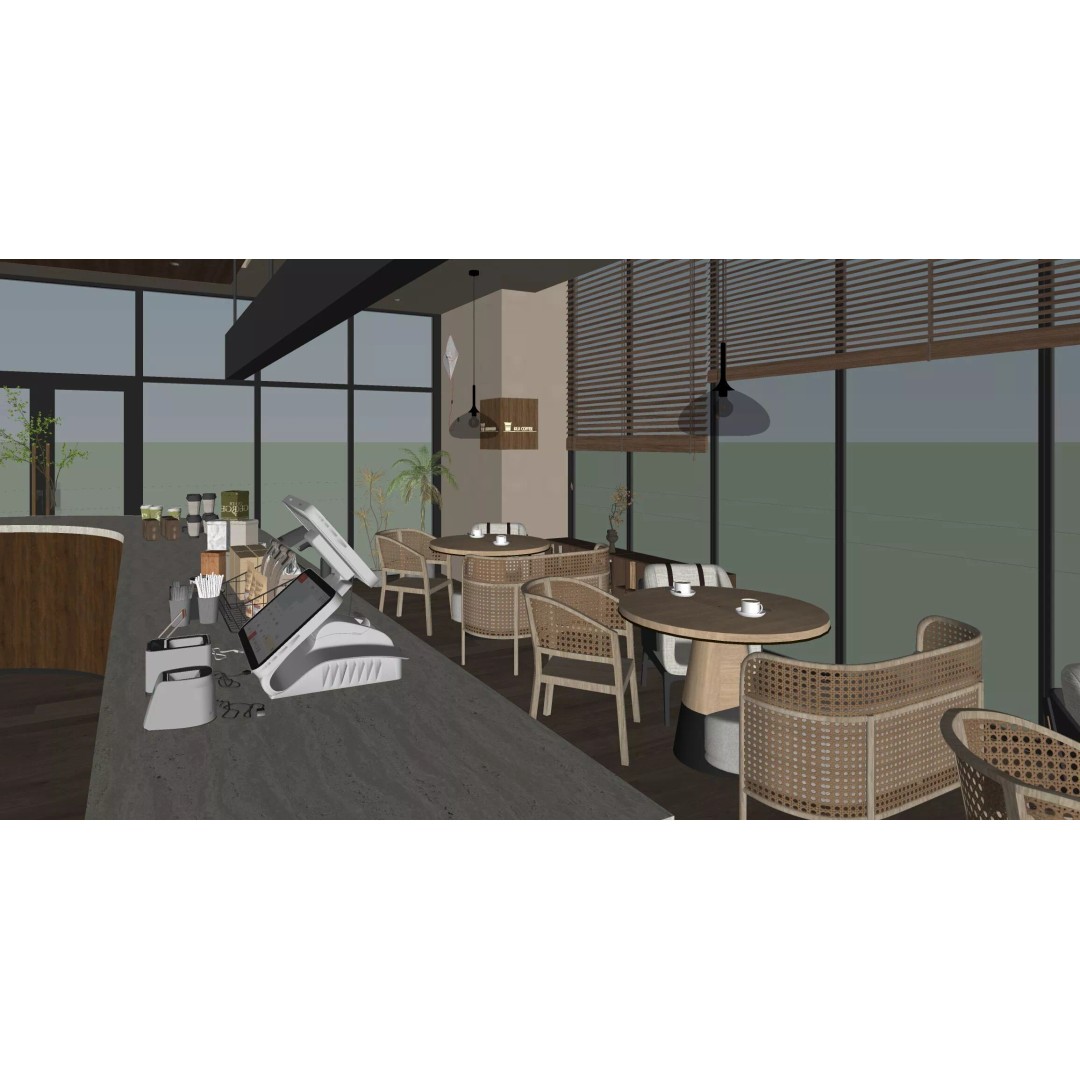 Coffee Shop 3D Model – Industrial Wabi-Sabi Style, PBR Textures