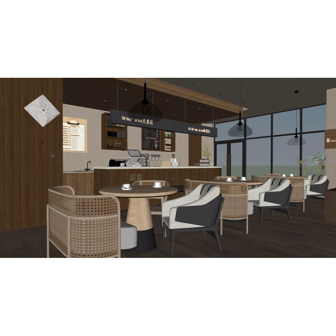 Coffee Shop 3D Model – Industrial Wabi-Sabi Style, PBR Textures - View 10