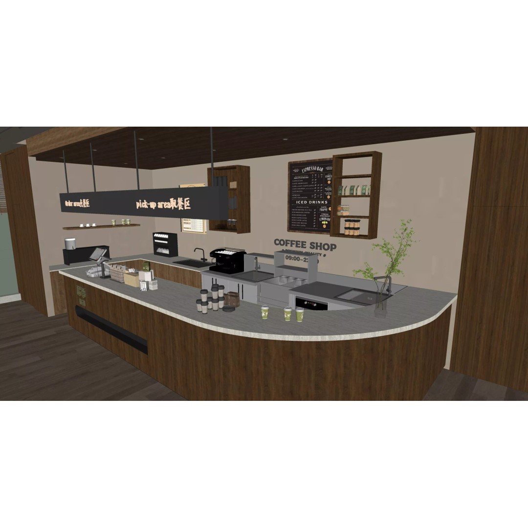 Coffee Shop 3D Model – Industrial Wabi-Sabi Style, PBR Textures - View 8