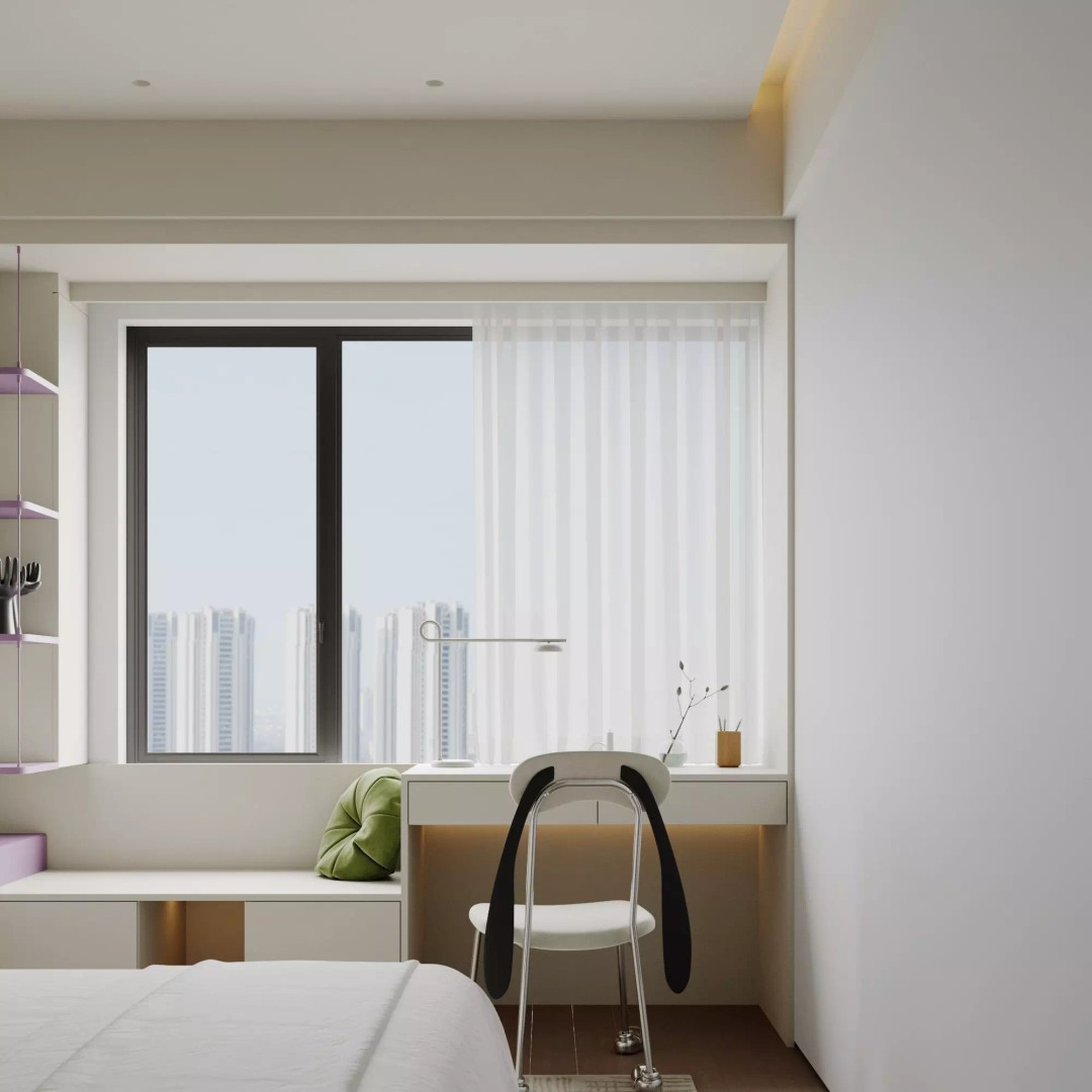 Modern Minimalist Bedroom 3D Model – High Poly Interior Asset, FBX, OBJ - View 3