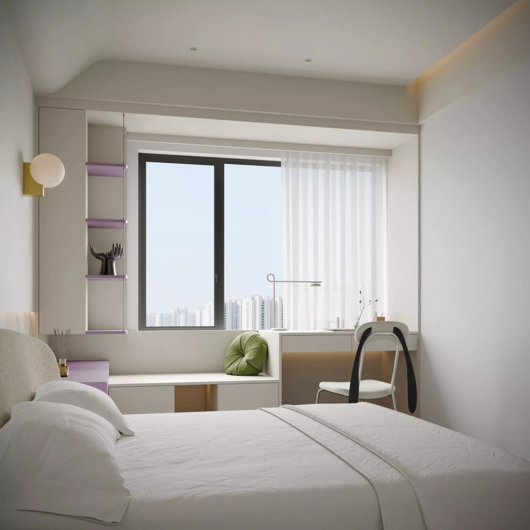 Modern Minimalist Bedroom 3D Model – High Poly Interior Asset, FBX, OBJ - View 5