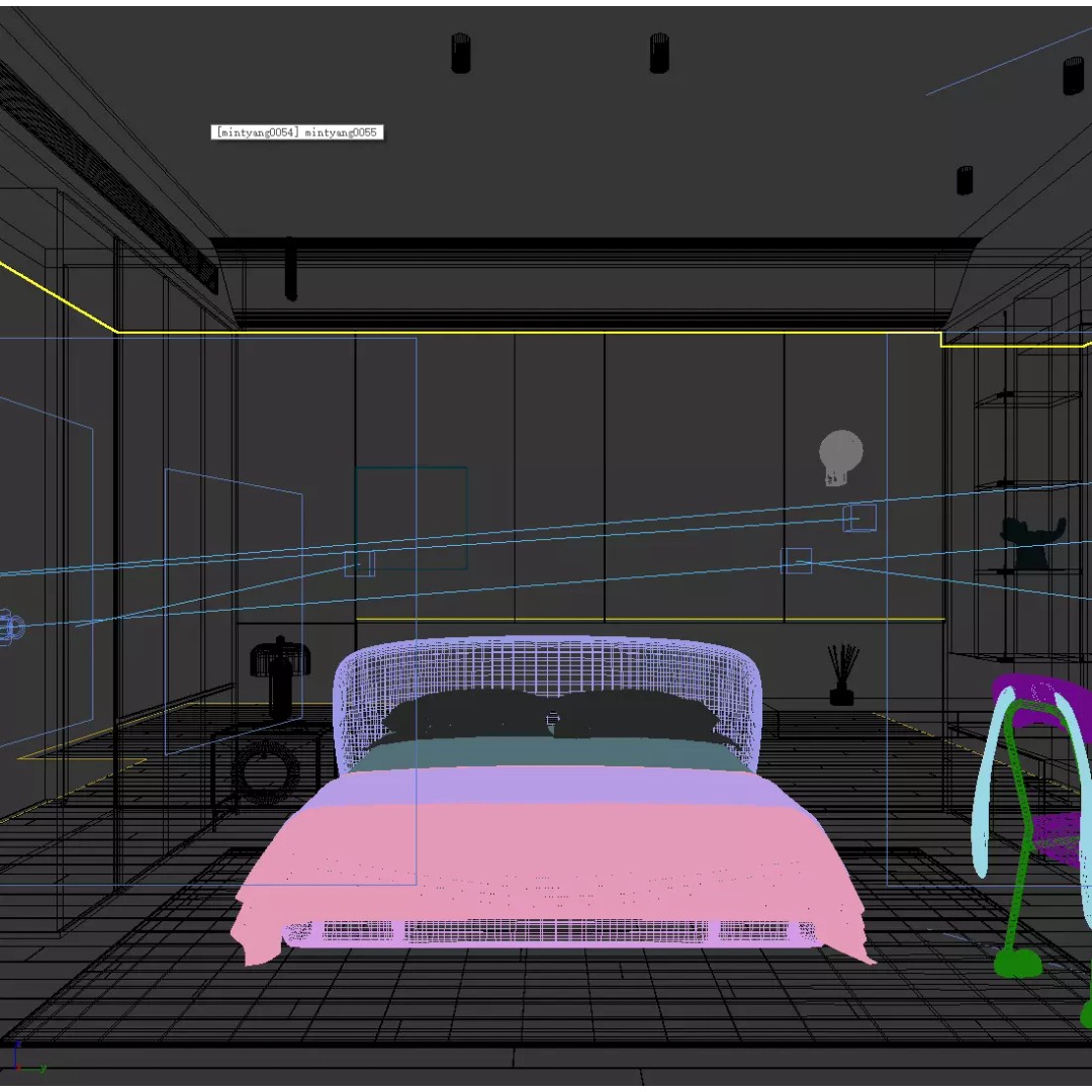 Modern Minimalist Bedroom 3D Model – High Poly Interior Asset, FBX, OBJ - View 9