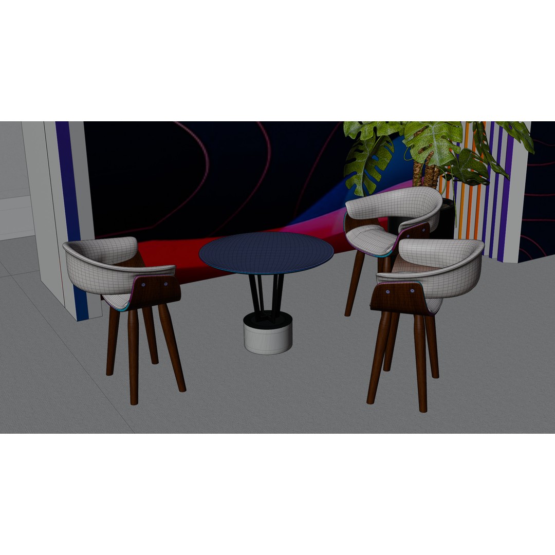 Futuristic Exhibition Booth 3D Model – Modern Hall Setup, Blender