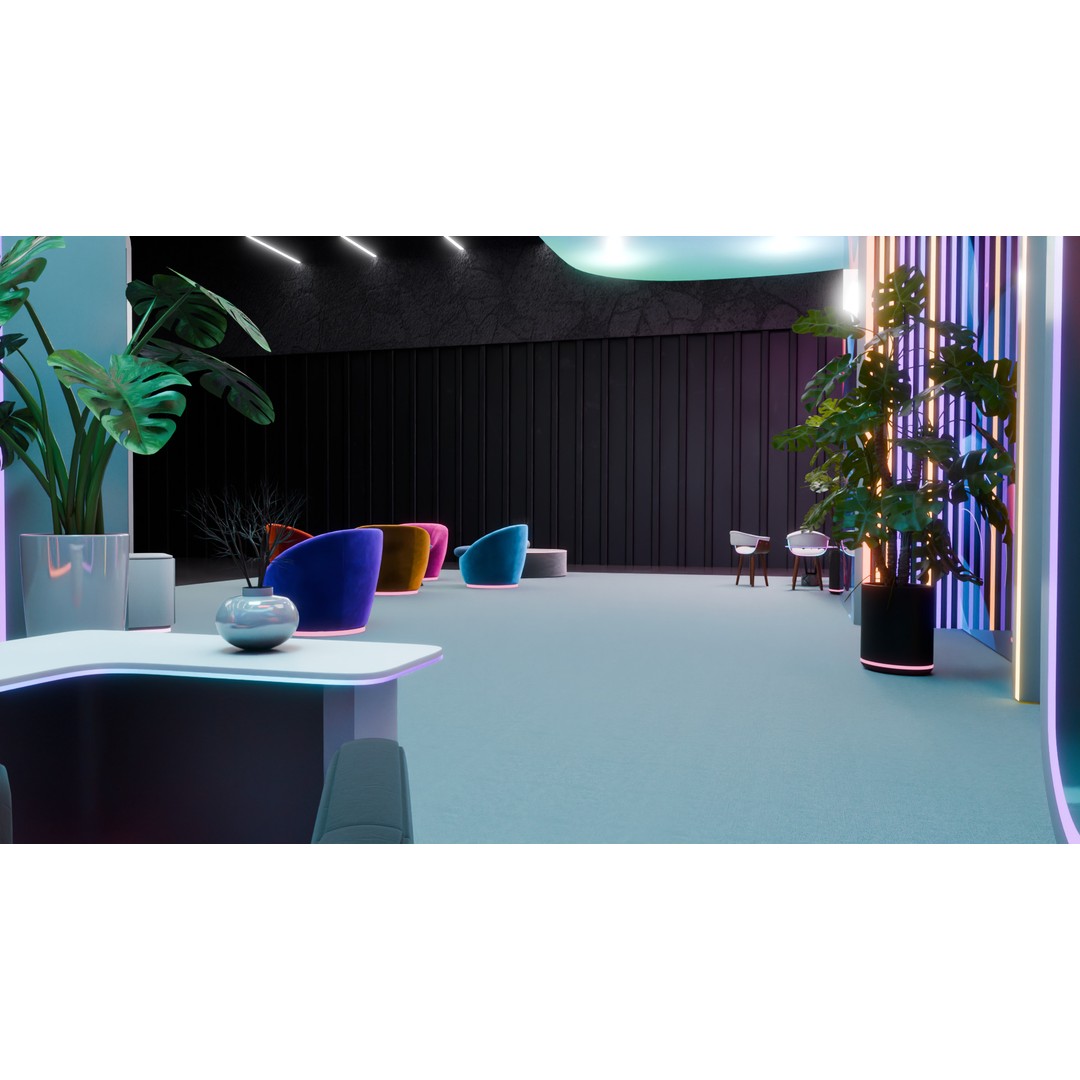 Futuristic Exhibition Booth 3D Model – Modern Hall Setup, Blender - View 10