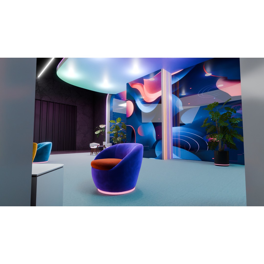 Futuristic Exhibition Booth 3D Model – Modern Hall Setup, Blender - View 12