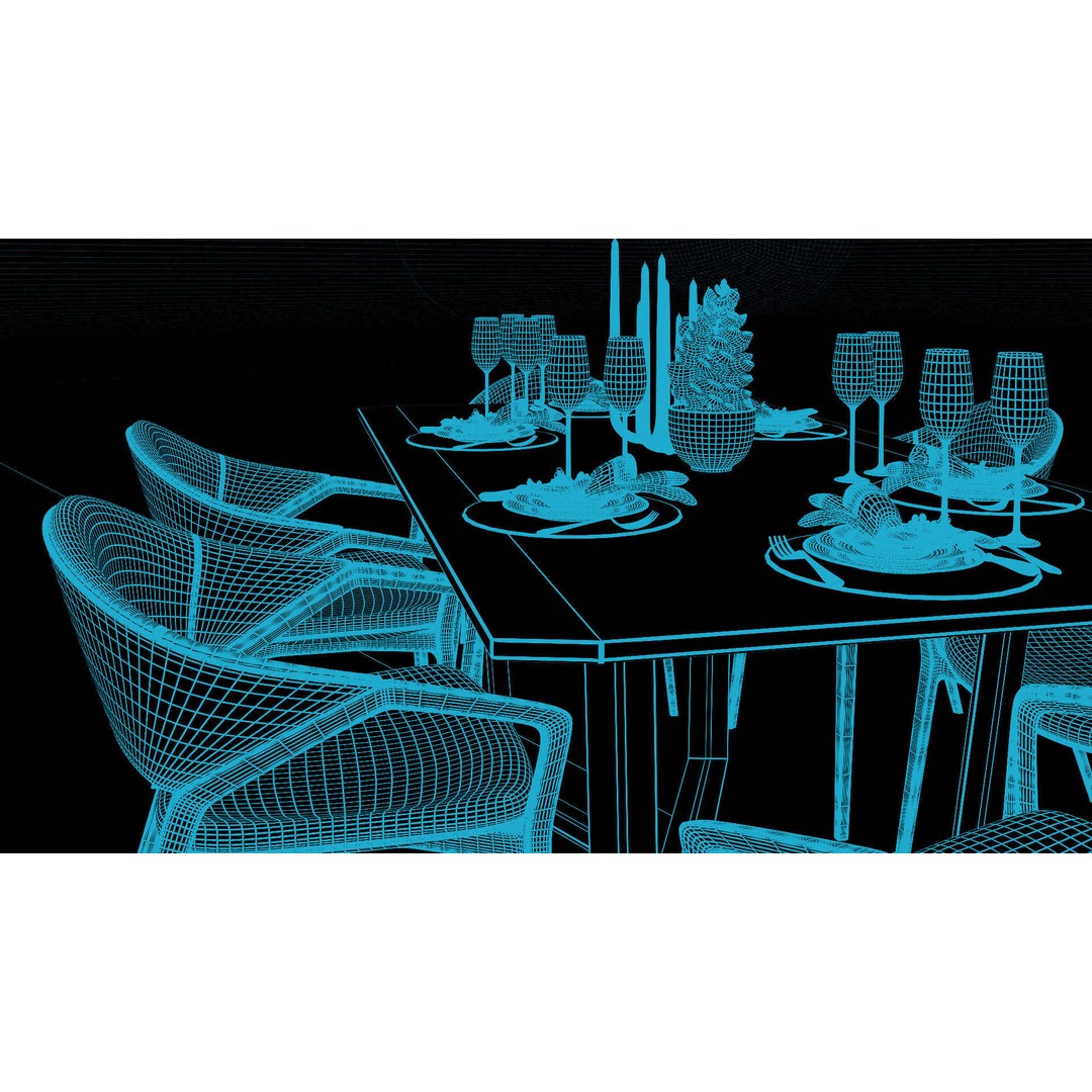 Ling Dong Series Dining Table 3D Model – Render Ready, FBX, OBJ