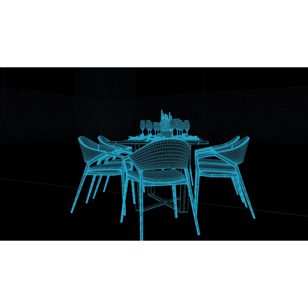 Ling Dong Series Dining Table 3D Model – Render Ready, FBX, OBJ - View 10