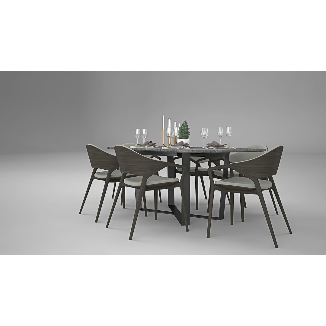 Ling Dong Series Dining Table 3D Model – Render Ready, FBX, OBJ - View 11