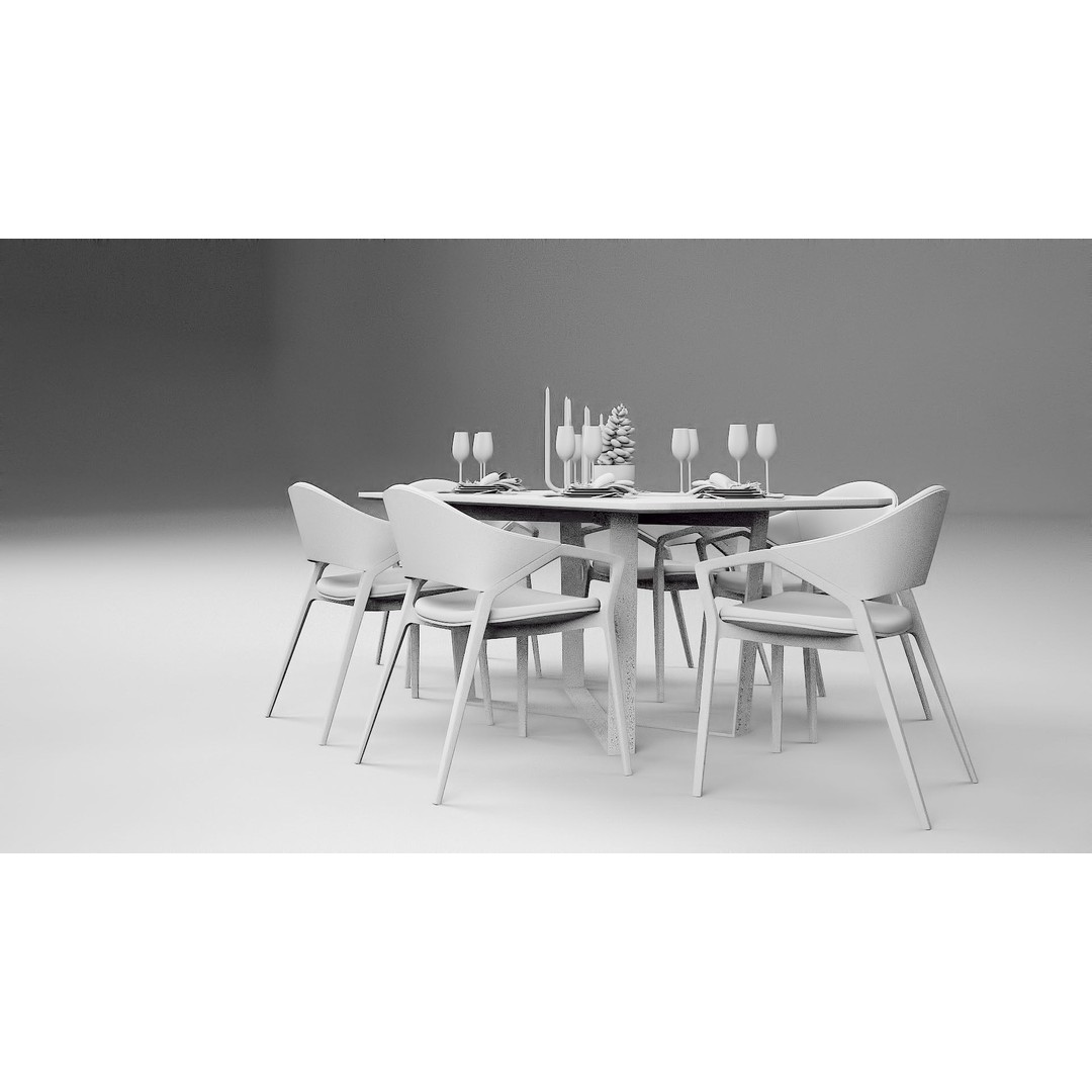 Ling Dong Series Dining Table 3D Model – Render Ready, FBX, OBJ - View 12