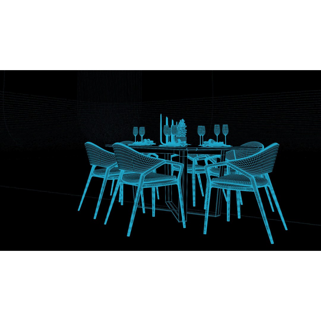 Ling Dong Series Dining Table 3D Model – Render Ready, FBX, OBJ - View 13