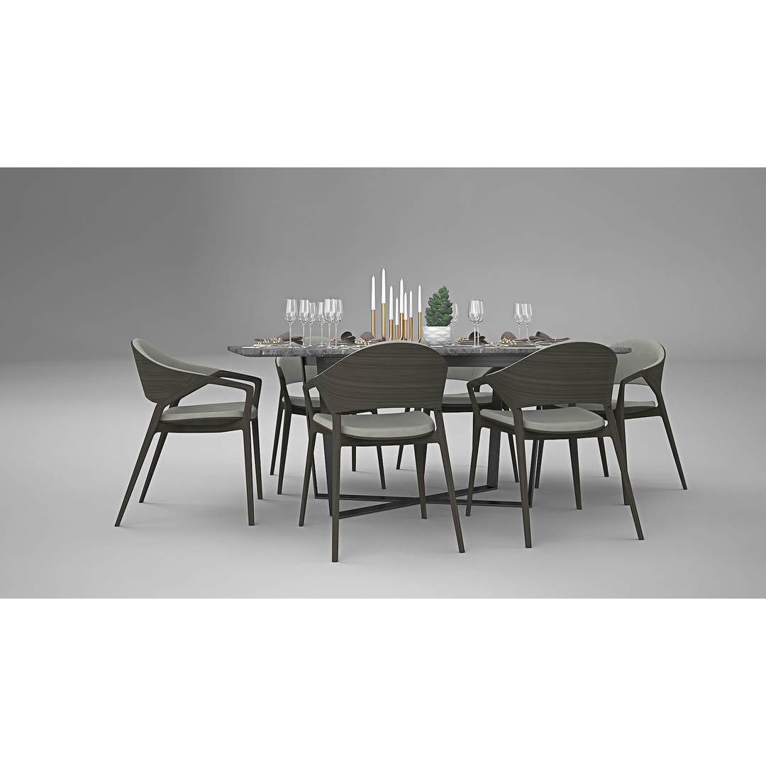Ling Dong Series Dining Table 3D Model – Render Ready, FBX, OBJ - View 14