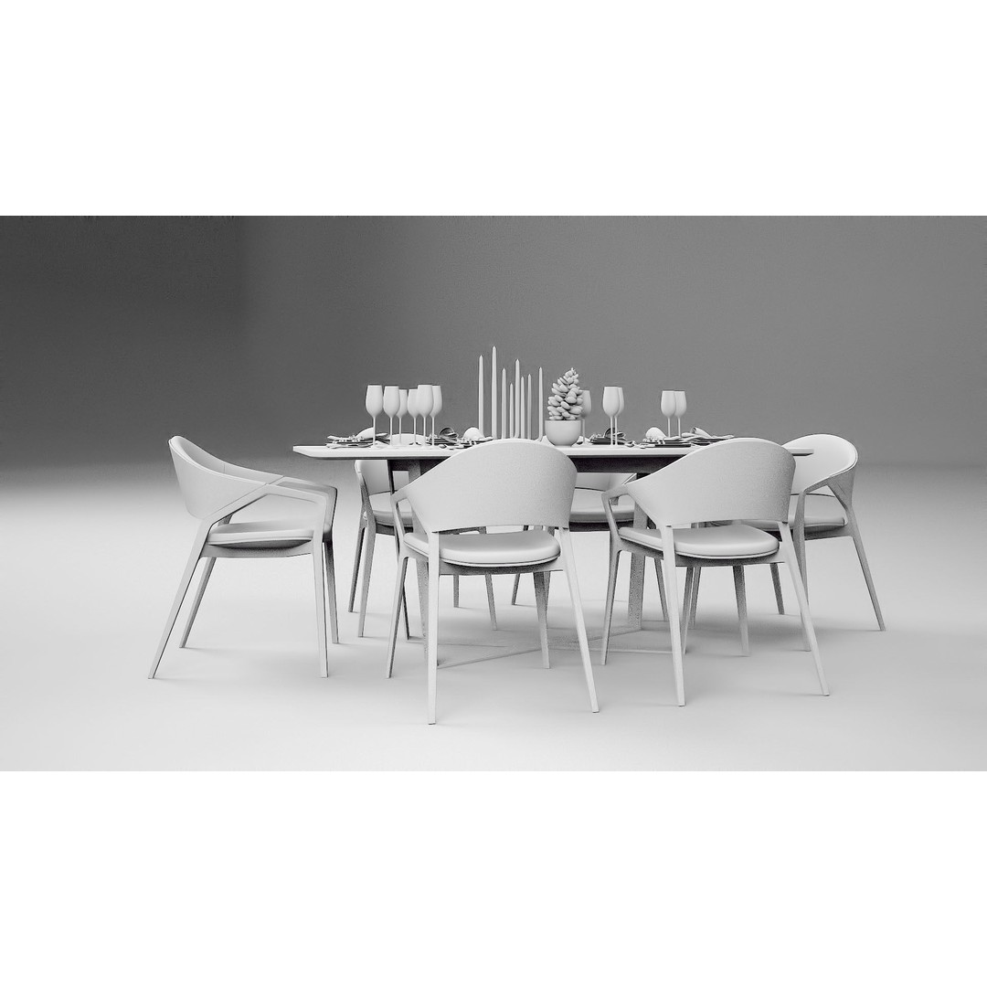 Ling Dong Series Dining Table 3D Model – Render Ready, FBX, OBJ - View 15