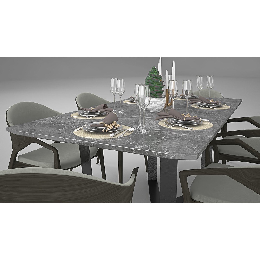 Ling Dong Series Dining Table 3D Model – Render Ready, FBX, OBJ - View 17