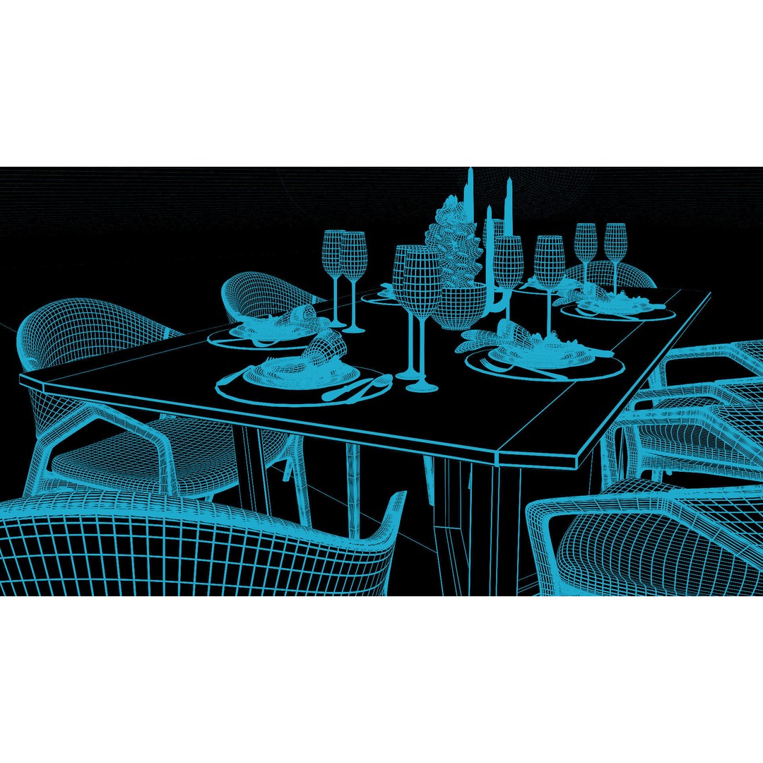 Ling Dong Series Dining Table 3D Model – Render Ready, FBX, OBJ - View 19