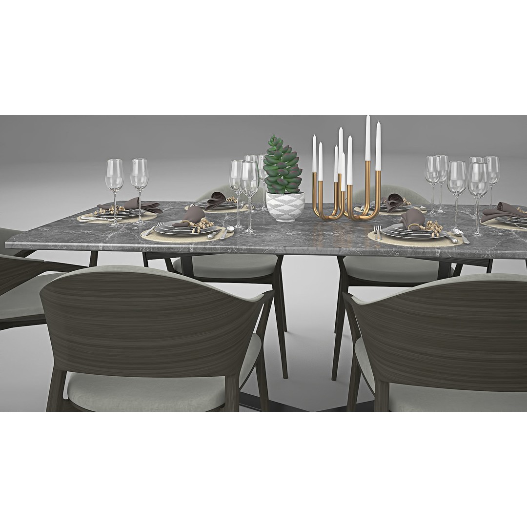 Ling Dong Series Dining Table 3D Model – Render Ready, FBX, OBJ - View 20