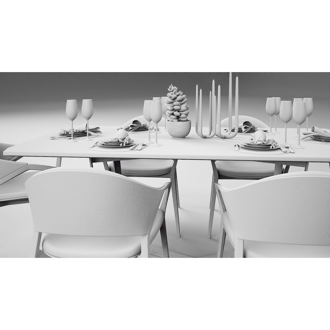 Ling Dong Series Dining Table 3D Model – Render Ready, FBX, OBJ - View 21