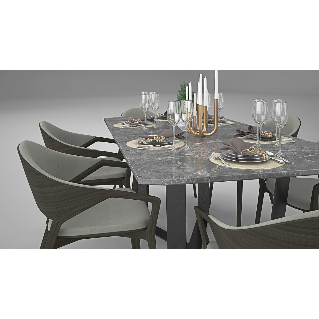 Ling Dong Series Dining Table 3D Model – Render Ready, FBX, OBJ - View 23