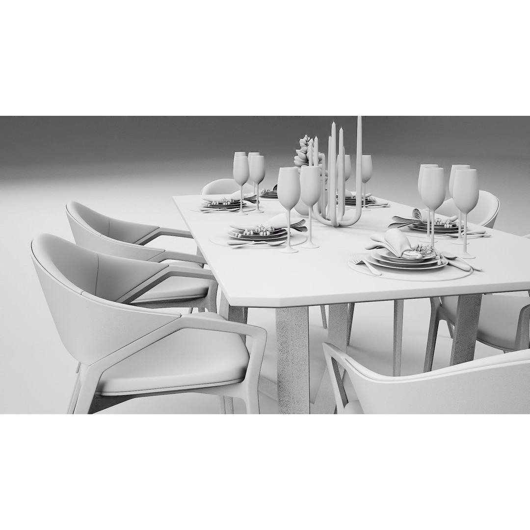Ling Dong Series Dining Table 3D Model – Render Ready, FBX, OBJ - View 24