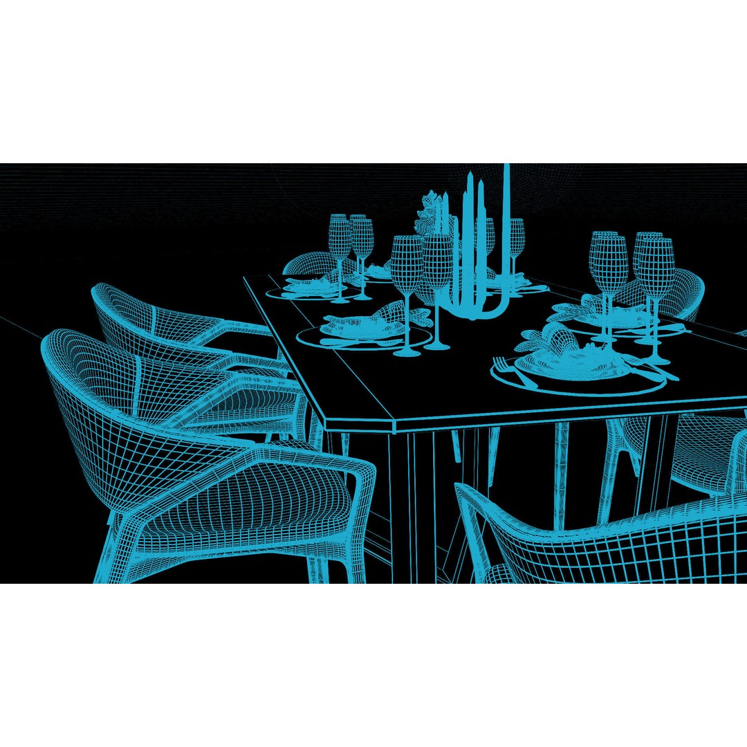 Ling Dong Series Dining Table 3D Model – Render Ready, FBX, OBJ - View 25