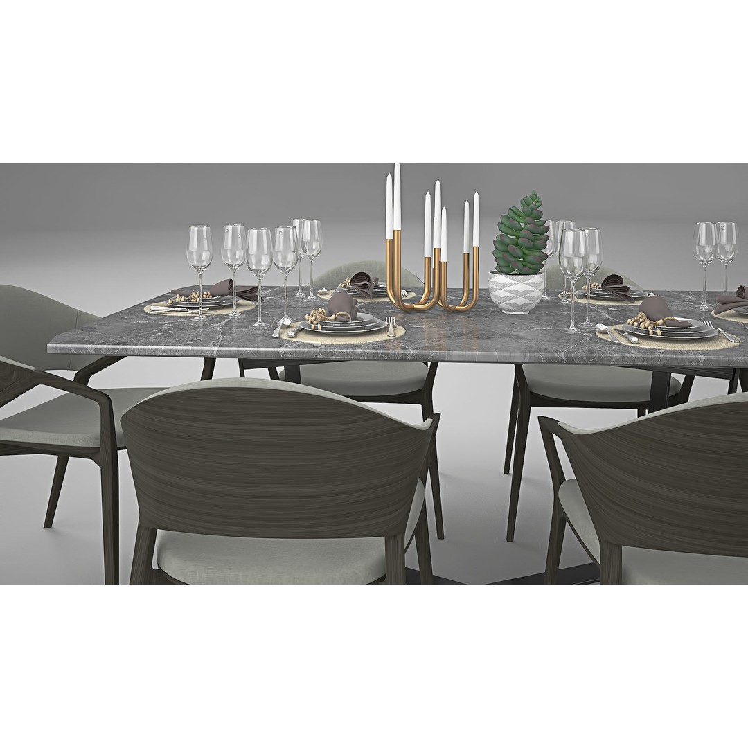 Ling Dong Series Dining Table 3D Model – Render Ready, FBX, OBJ - View 26