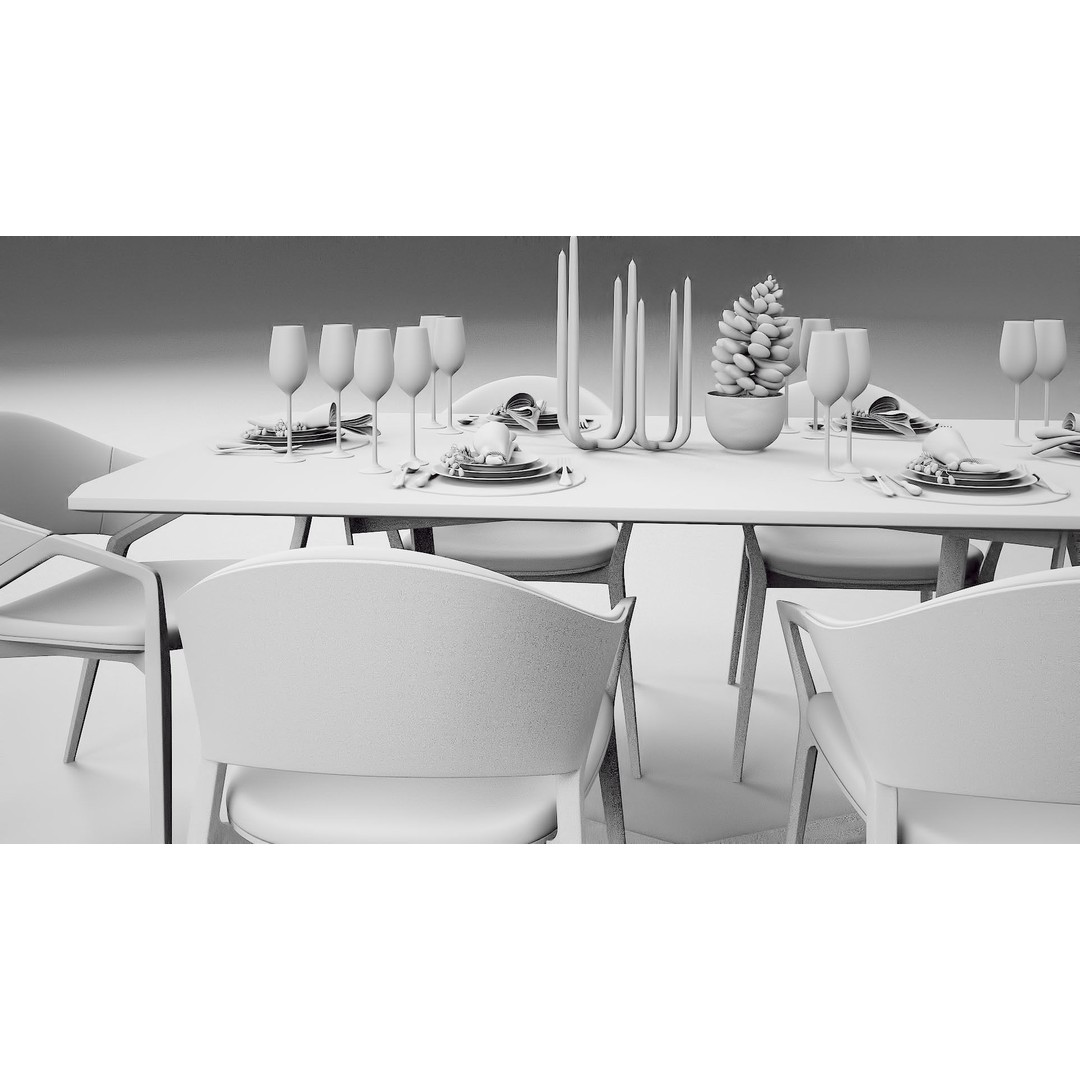 Ling Dong Series Dining Table 3D Model – Render Ready, FBX, OBJ - View 27