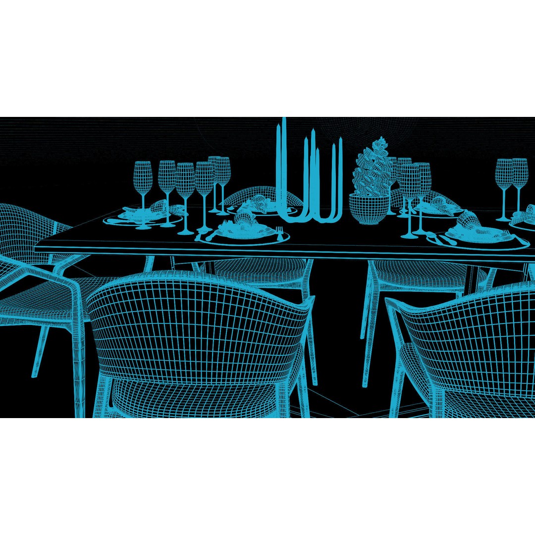 Ling Dong Series Dining Table 3D Model – Render Ready, FBX, OBJ - View 28