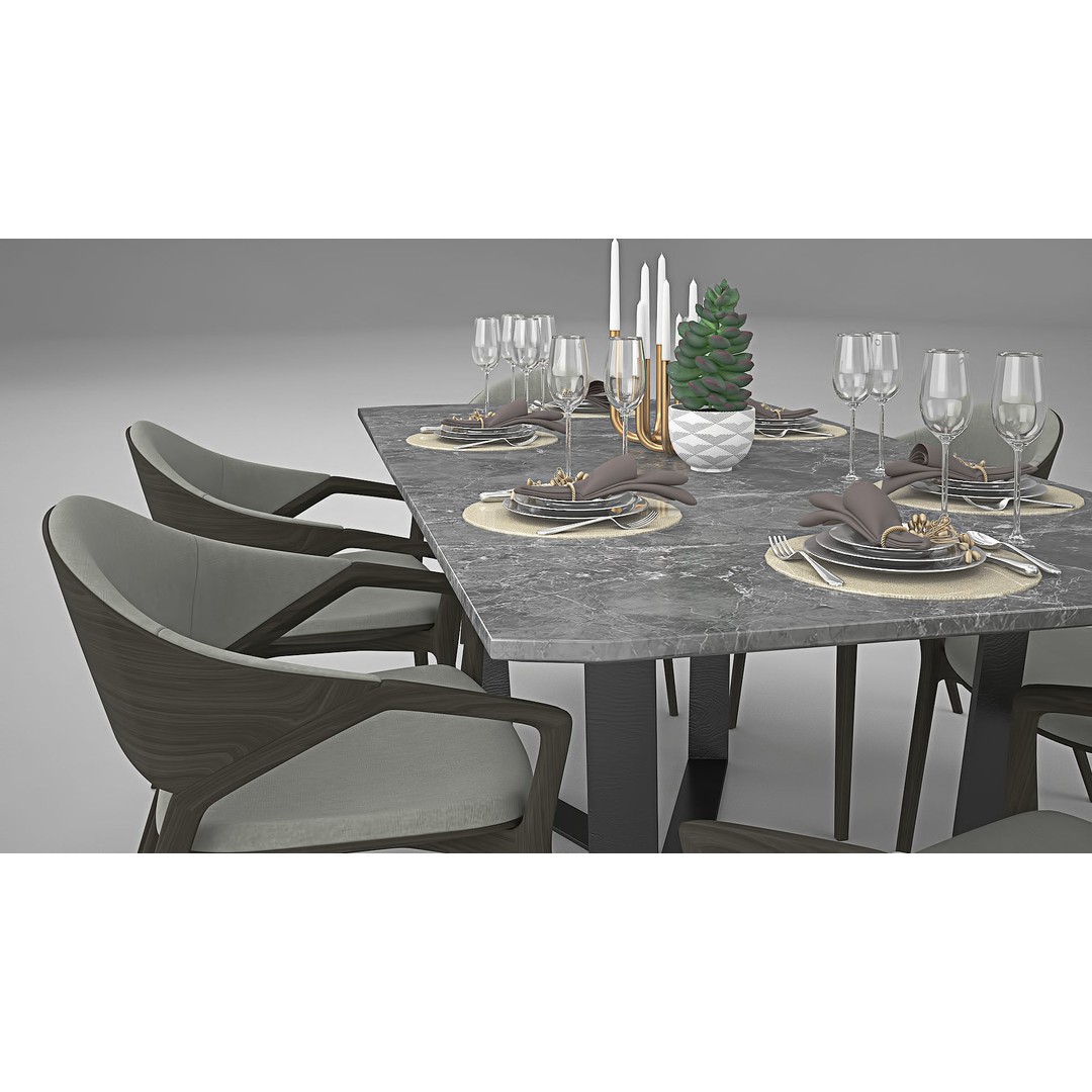Ling Dong Series Dining Table 3D Model – Render Ready, FBX, OBJ - View 29