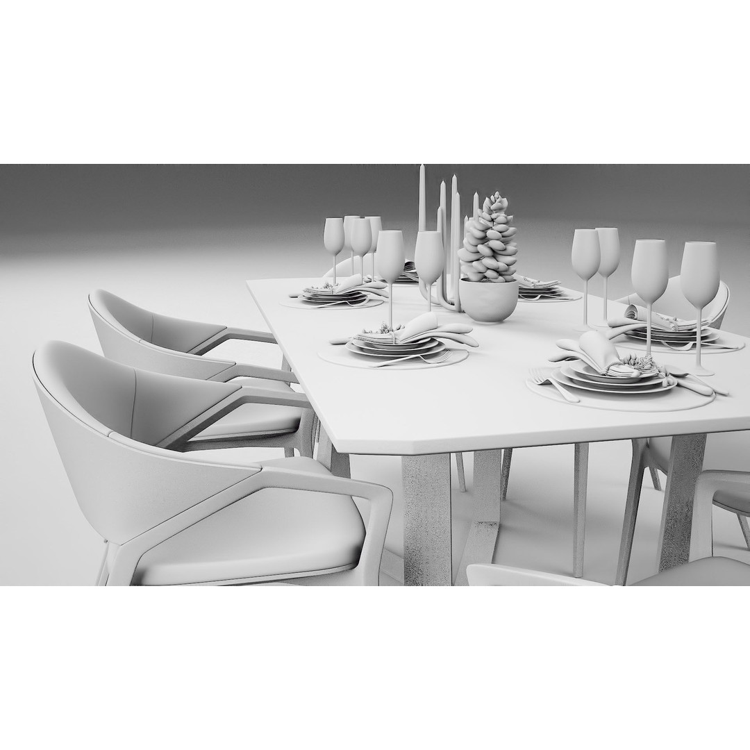 Ling Dong Series Dining Table 3D Model – Render Ready, FBX, OBJ - View 30